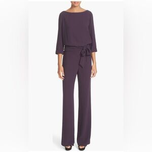 Diane Von Furstenberg Gwynne Blouson Wide Leg Jumpsuit | Deep Purple | Size 4
